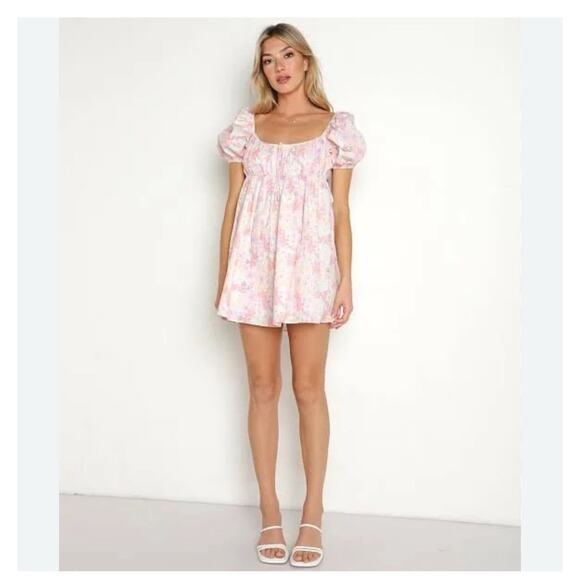 NEW For Love & Lemons Floral Dainty Mini Dress Babydoll Cottage-core Coquette M - Picture 3 of 16